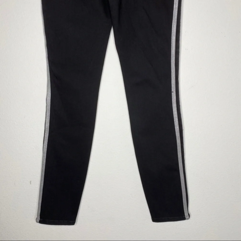 Good American Good Legs Athletic Stripe Black Skinny Jeans NWT